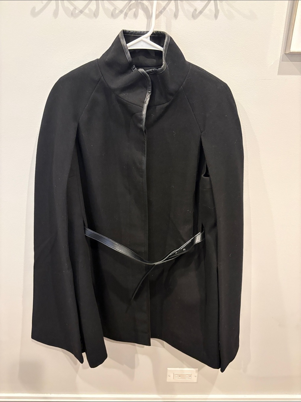 Promod Black Cape Coat with Belt